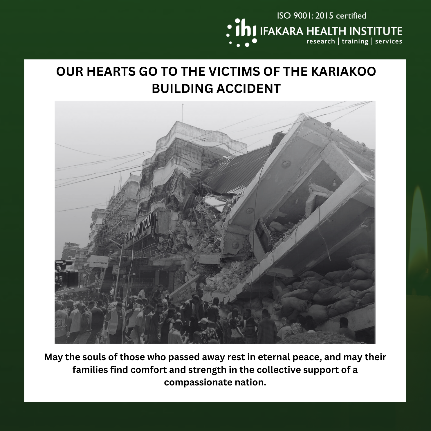 CONDOLENCE: Ifakara pays tribute to victims of the tragic Kariakoo building collapse