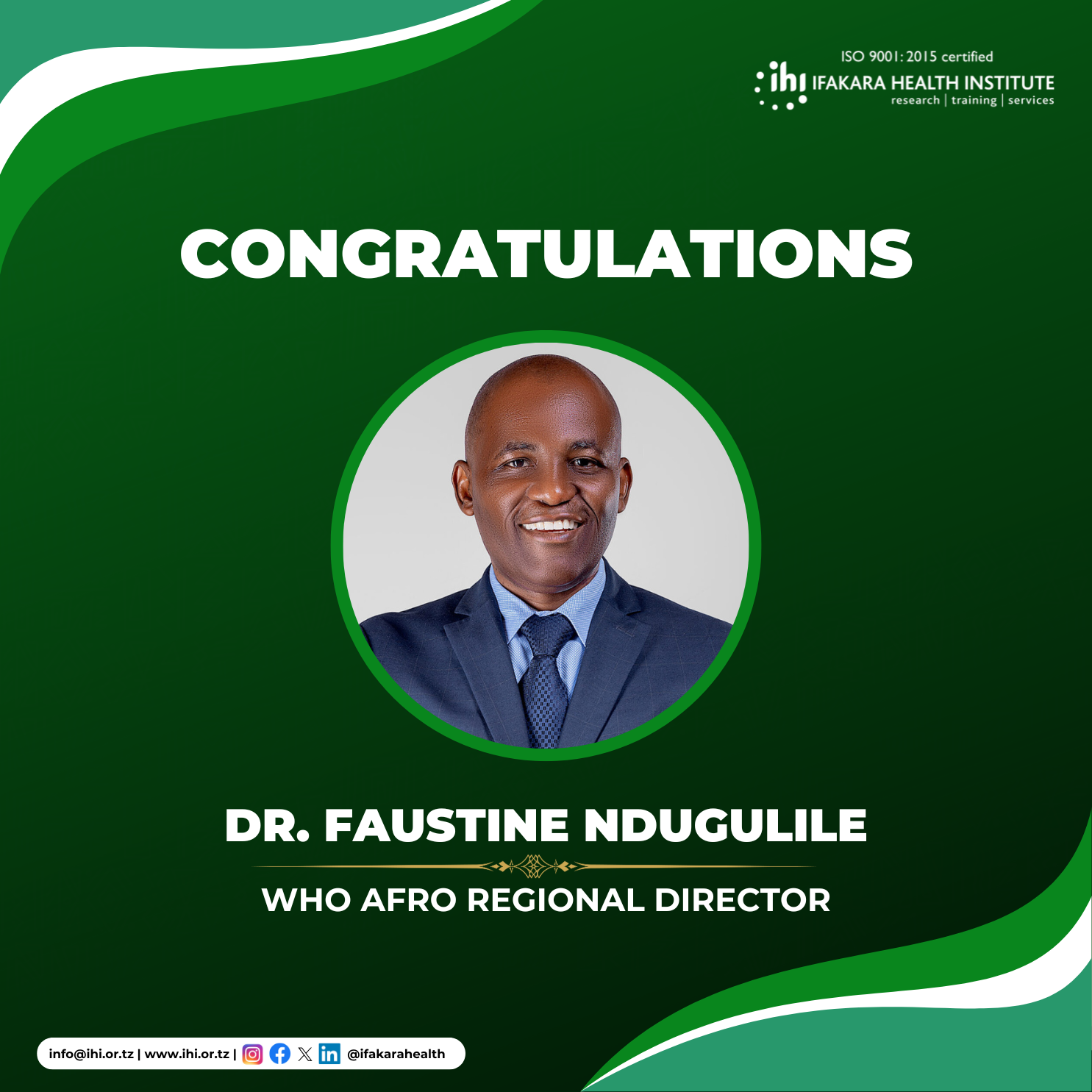 CONGRATULATIONS: Dr. Faustine Ndugulile elected WHO Regional Director for Africa!