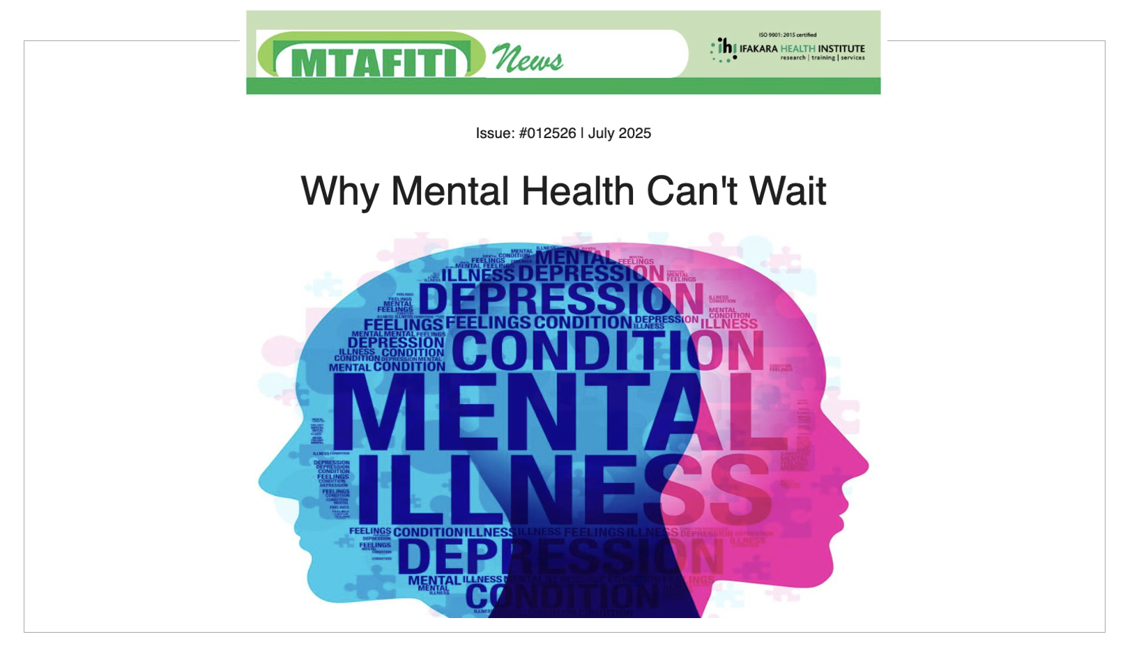 MTAFITI: Why Mental Health Can't Wait