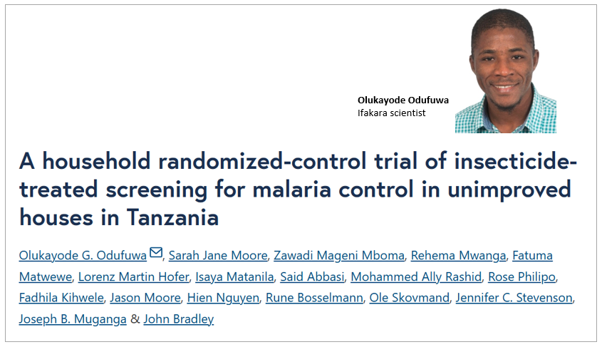 MALARIA CONTROL: Scientists confirm screening homes can cut infections