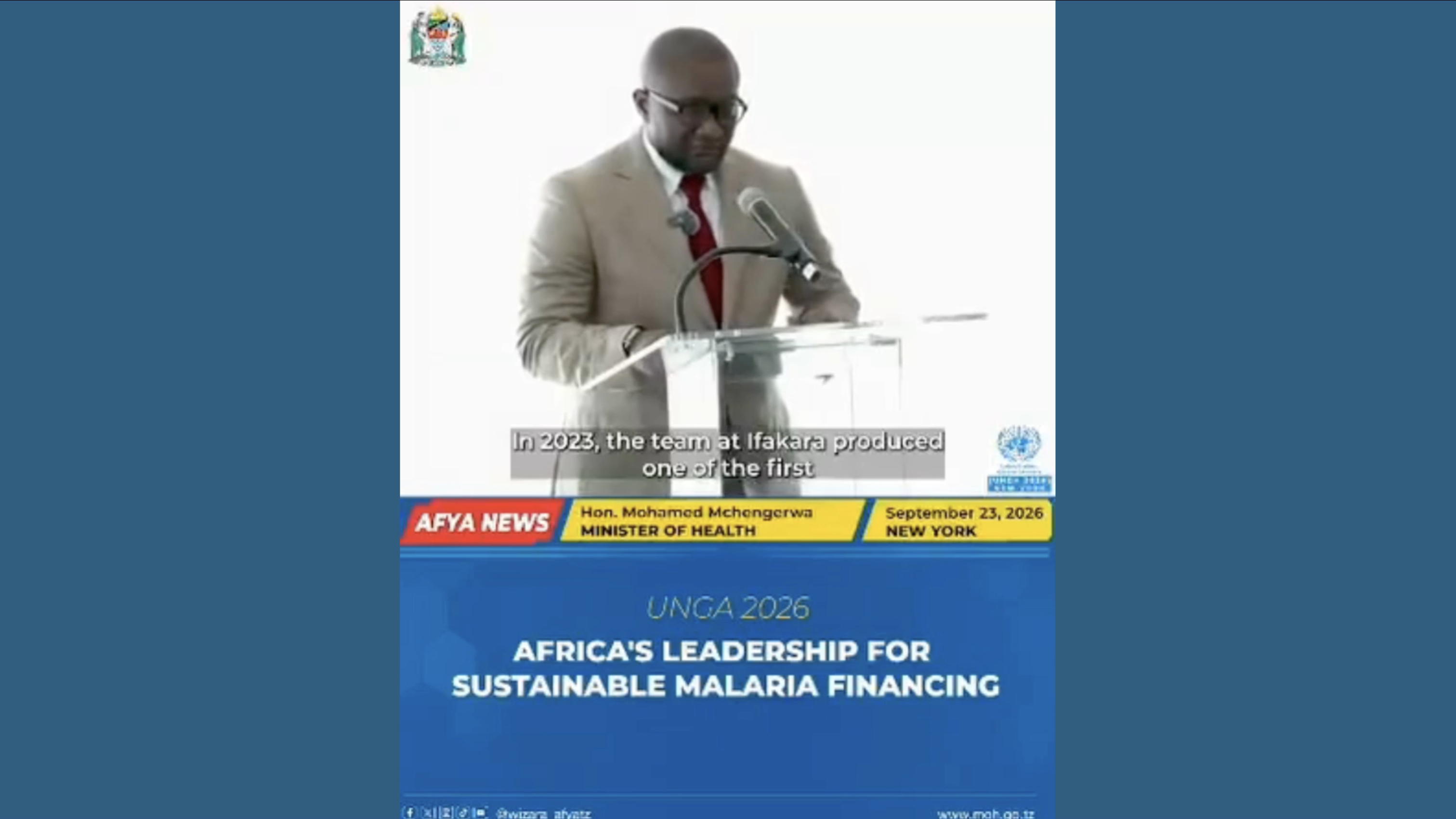 ACKNOWLEDGEMENT: Tanzania highlights Ifakara’s role in malaria fight at UN General Assembly