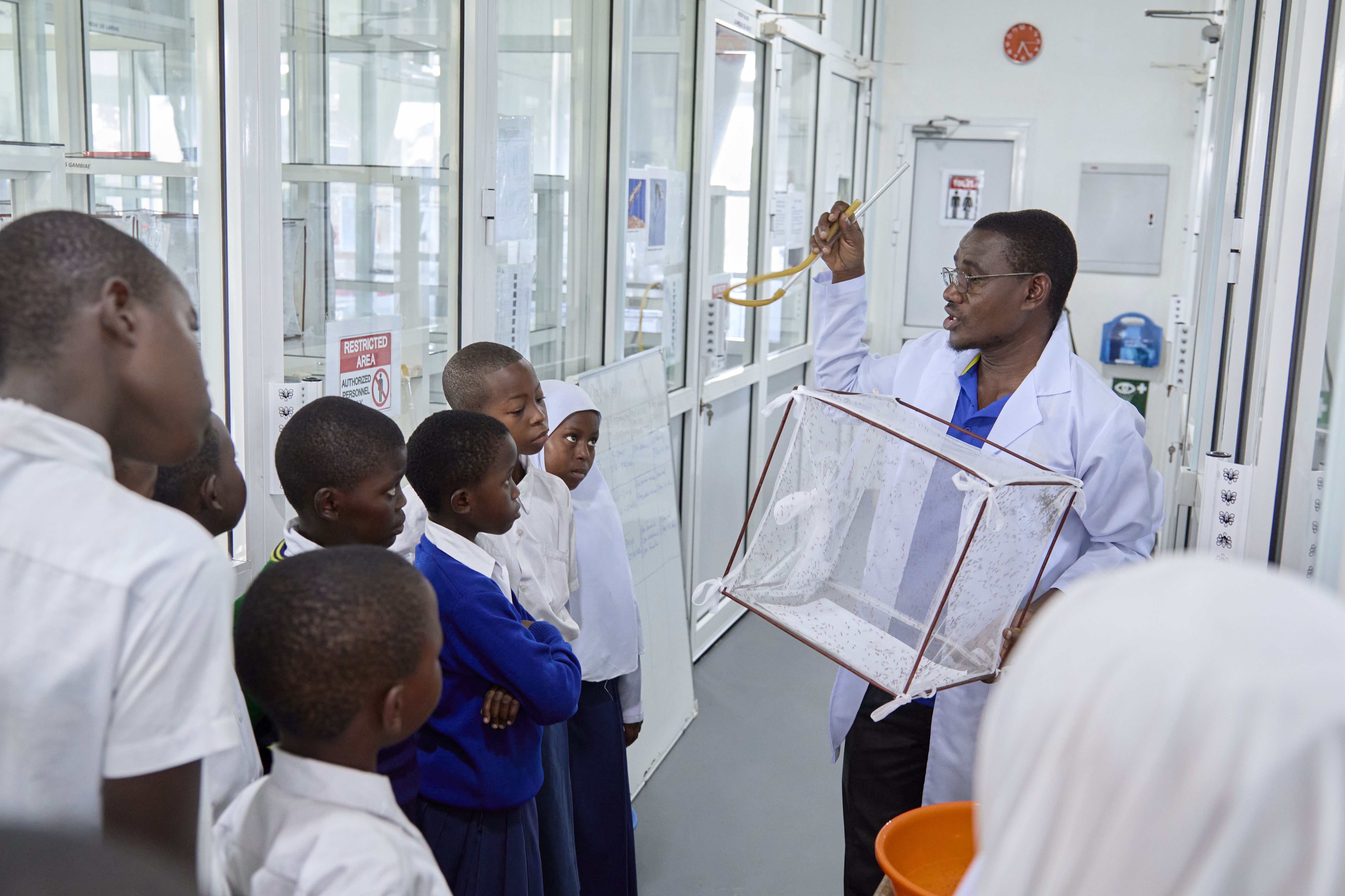 ENGAGEMENT:  Bagamoyo school students learn about mosquitoes